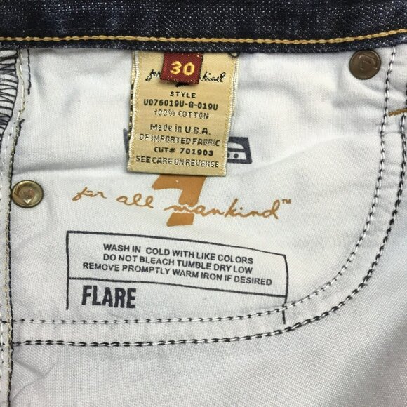 7 For All Mankind Womens 30 Flare Jeans Dark Wash 100% Cotton Made In USA - Picture 10 of 11